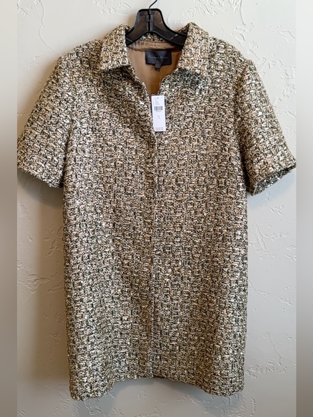 Sunday in Brooklyn Anthropologie God and black Textured Short-Sleeve Dress